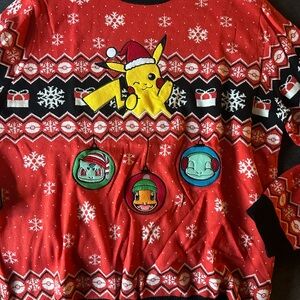 Difuzed Pokemon Ugly Christmas sweater Size Medium Pikachu Charmander Squirtle